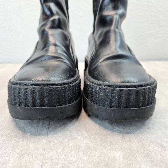 Rihanna FENTY PUMA Chelsea Shoe Boots Size 6 Black Pull on Biker Moto Booties - Picture 13 of 13